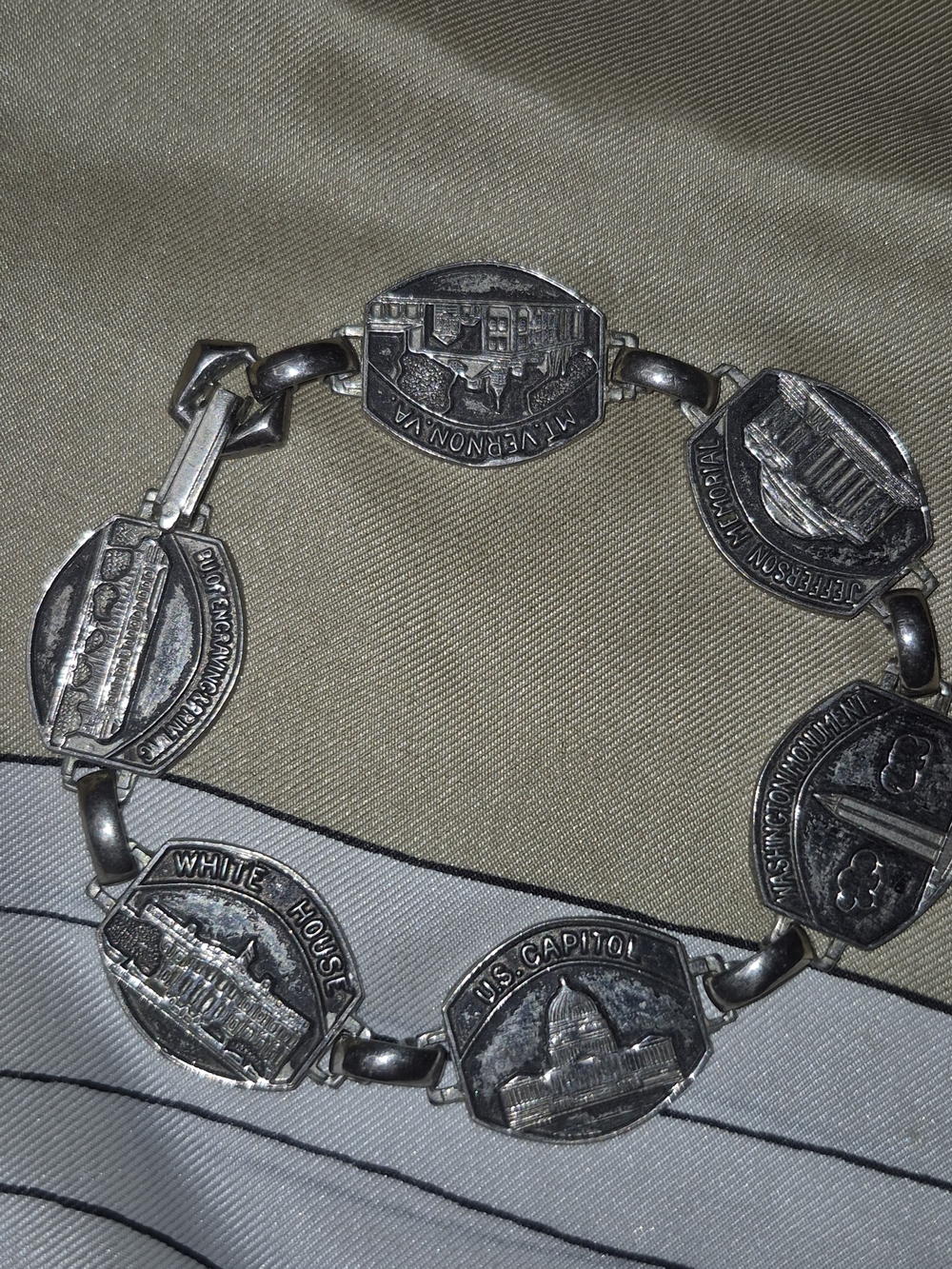 Vintage Silver-Tone Washington DC Landmark Charm Bracelet - Silver